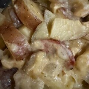 Crockpot Cheesy Chicken Sausage Casserole
