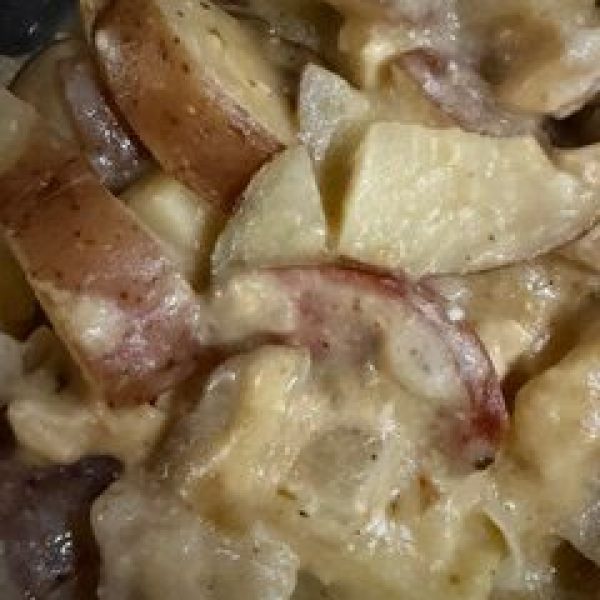 Crockpot Cheesy Chicken Sausage Casserole