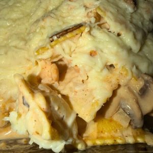 Chicken, Mushroom Ravioli Bake